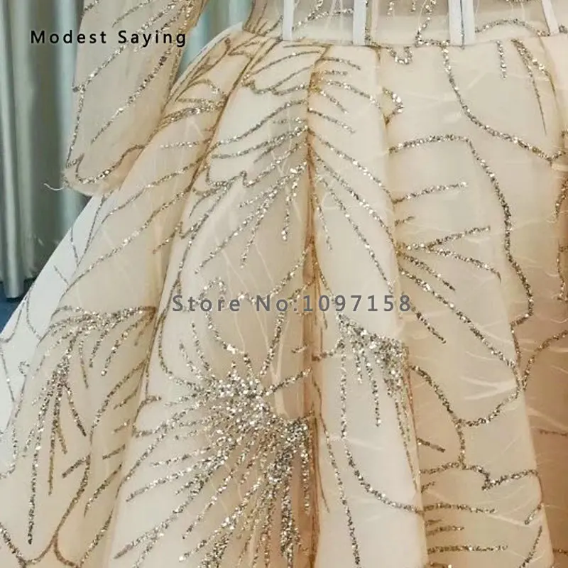 Роскошные бальные платья цвета шампанского с золотым блеском свадебные длинным