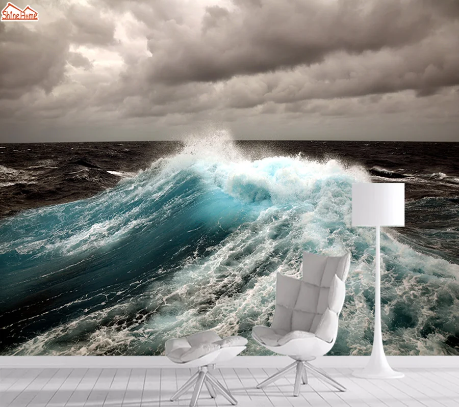 

3d Photo Mural Wallpaper Self Adhesive Wall Paper Papers Home Decor Wallpapers for Living Room Sea Wave Murals Walls Rolls Art