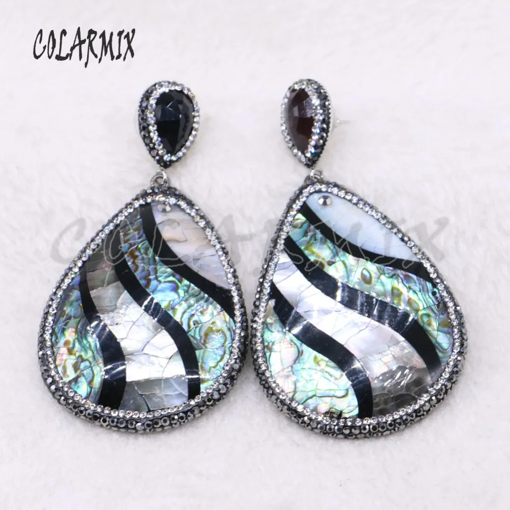 Natural shell stone drop shape earrings abalone fashion jewelry Big gift for lady3880 | Украшения и аксессуары