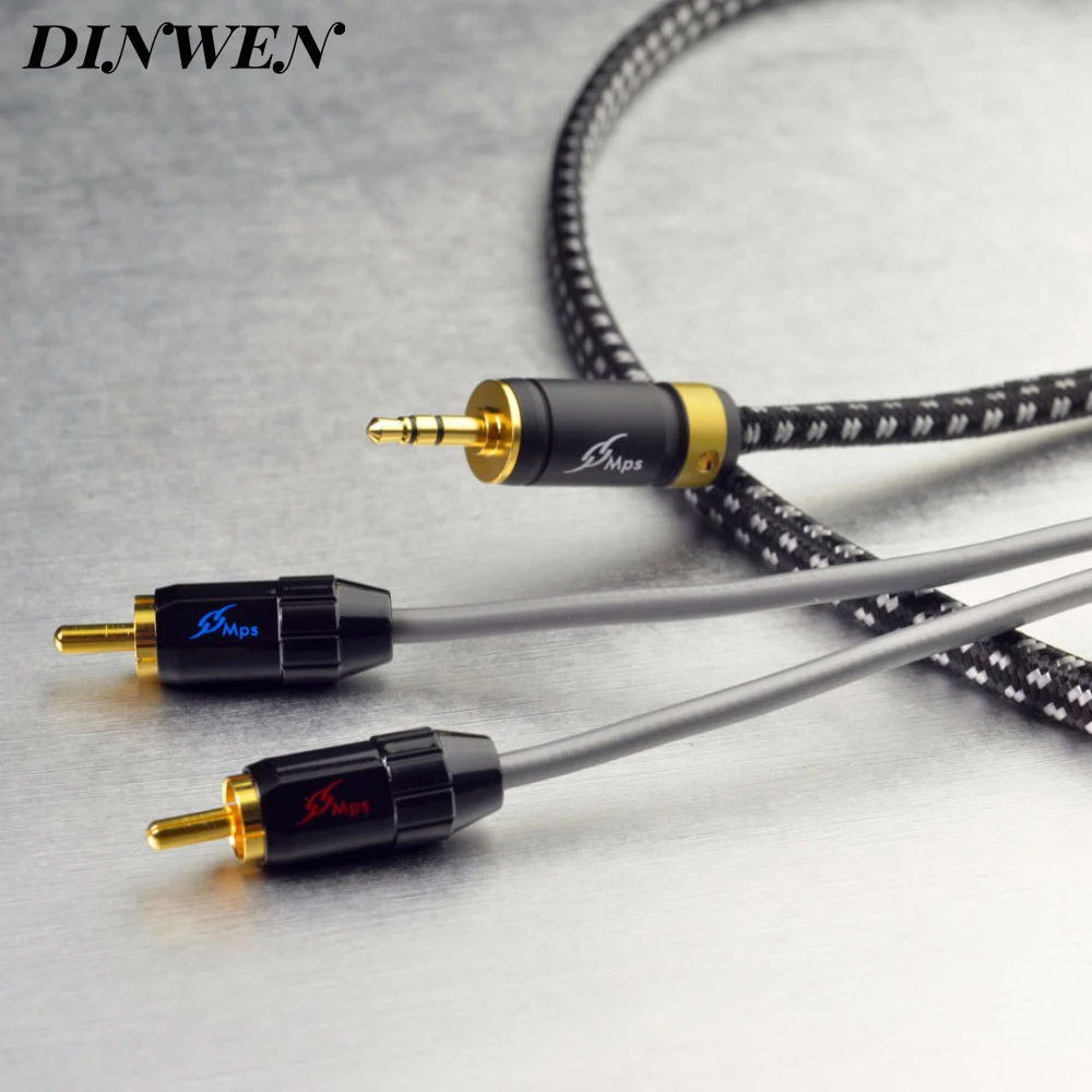 MPS X 7 3 5 мм на 2 RCA Leopard HiFi 99.9997% OCC 24K позолоченный штекер Lotus Plug Audio RAC Male AUX Кабель для