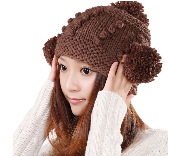 BomHCS модная женская вязаная шапка ручной работы зимняя крючком головные уборы |