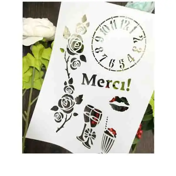 Розовые часы бокалы для красного вина инструмент скрапбукинга карточка альбом