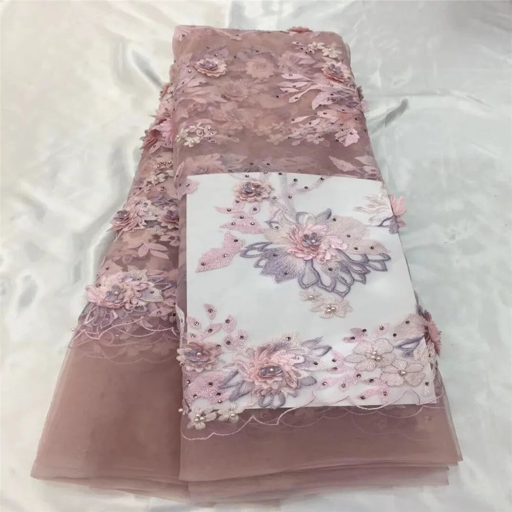 2018 новый стиль Французский Чистая кружевная ткань 3D цветок африканский тюль