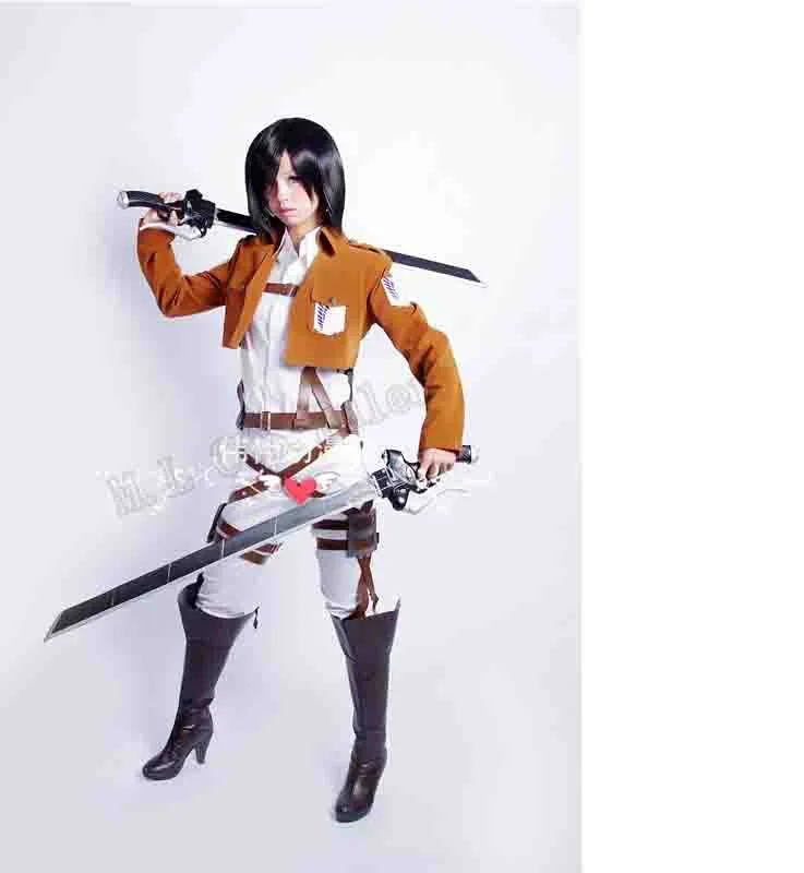 Атака на Титанов Shingeki no Kyojin Микаса Аккерман Эллен косплей костюм полный комплект+ ремни