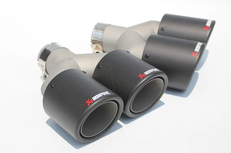 Автомобильный Стайлинг 2 шт. Inlet63mm-outlet101mm Akrapovic углеродный выхлопной наконечник двойной для Audi глушитель выхлопной трубы(model63-101