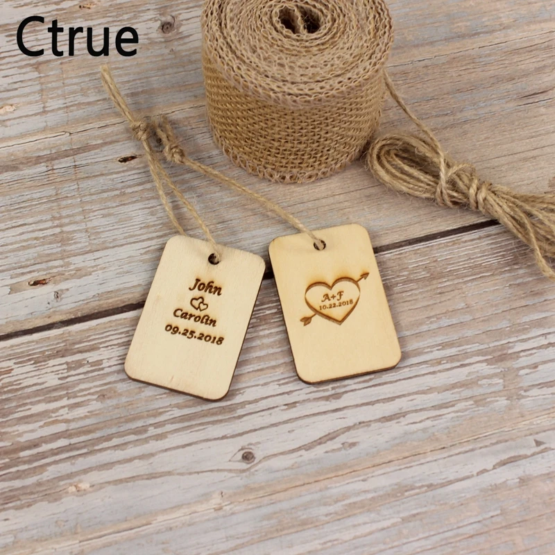 5pcs Personalized engraved Wood tag with rope Custom name date wooden tags Rustic Wedding Invitation Souvenirs gift | Дом и сад