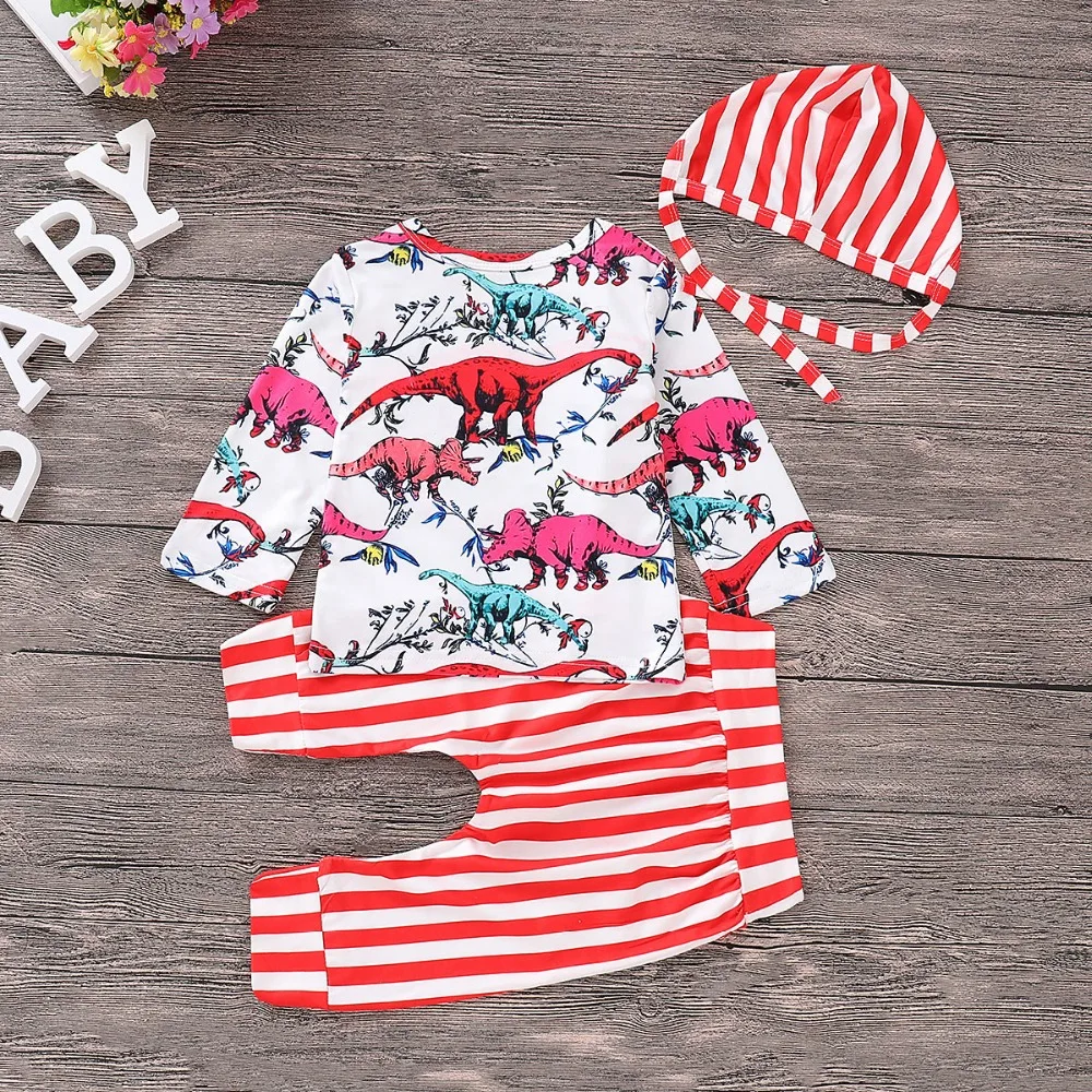 3 шт. Детская футболка с длинным рукавом и принтом динозавра | одежда обувь