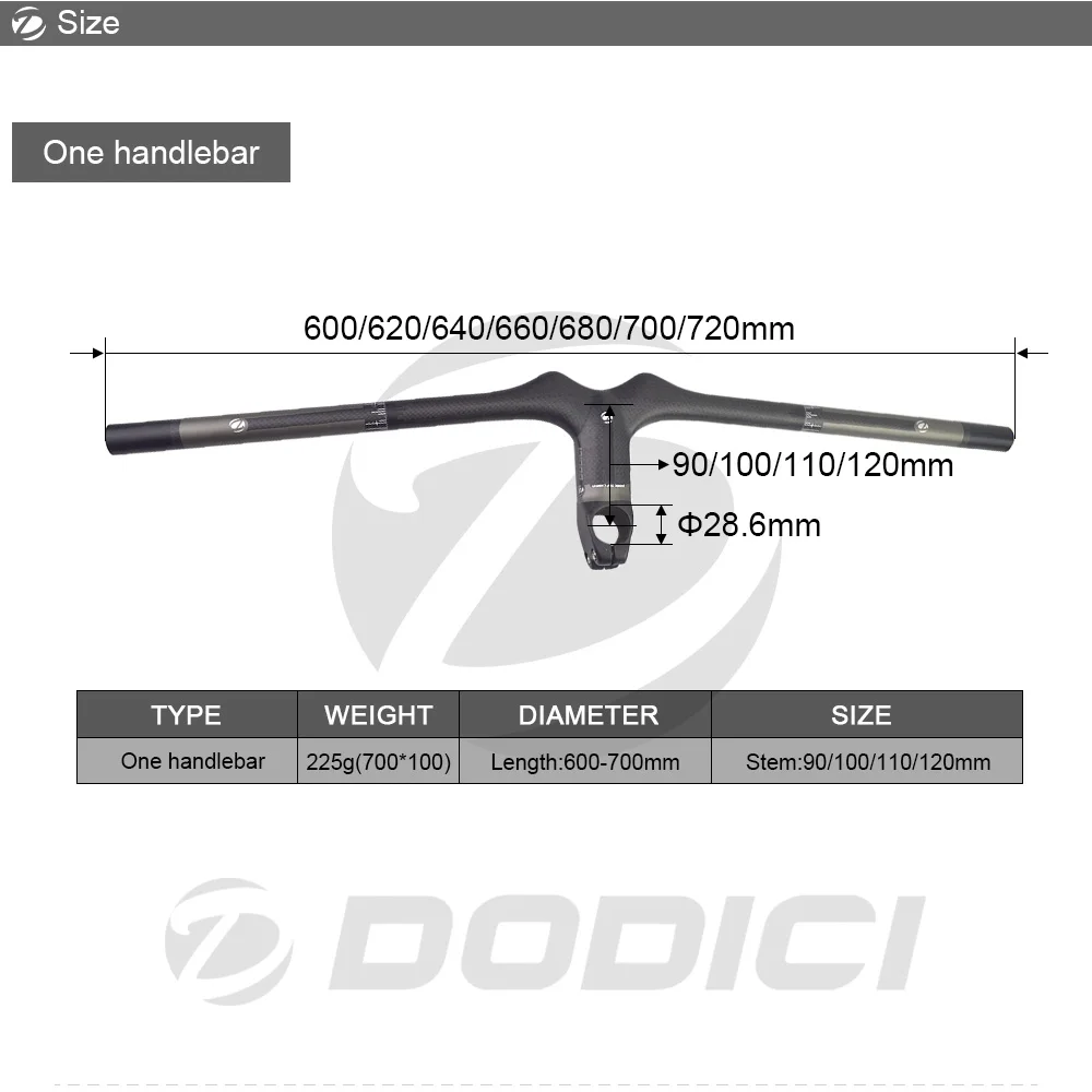 DODICI серый 3K матовый руль из углеродного волокна MTB Горный Руль Интегрированный руль со стволовым кодом Таблица рама вилка 28,6 мм