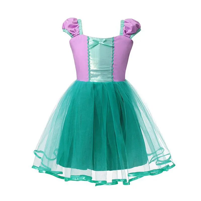 Dress H Only Нарядное платье принцессы русалки; Одежда для девочек; вечерние платья Русалочки с блестками; детский летний костюм с рюшами на Хэллоуин - Цвет: Dress H Only