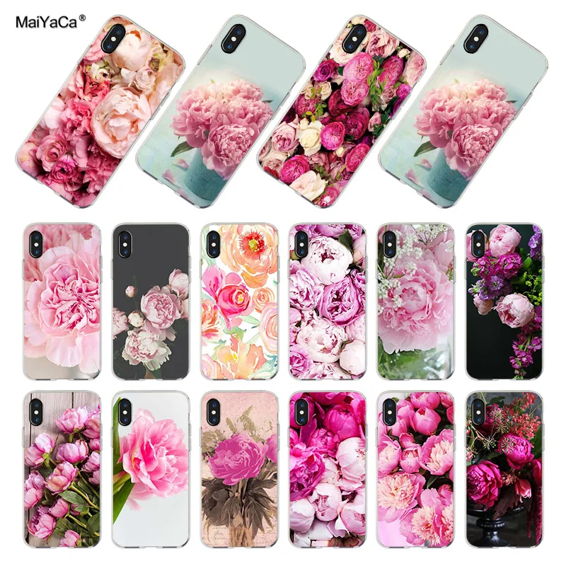 MaiYaCa мягкий чехол для телефона из ТПУ с розовыми пионами и цветами iPhone X 6 6s 7 7plus 8