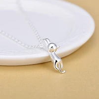 silver color lovely cat pendant necklaces for women best gifts