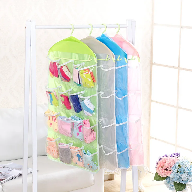 

Pockets Wardrobe Hanging Type Organizer Closet Socks Briefs Underwear Rack Hanger Transparent Foldable Sorting Home Storage Bag