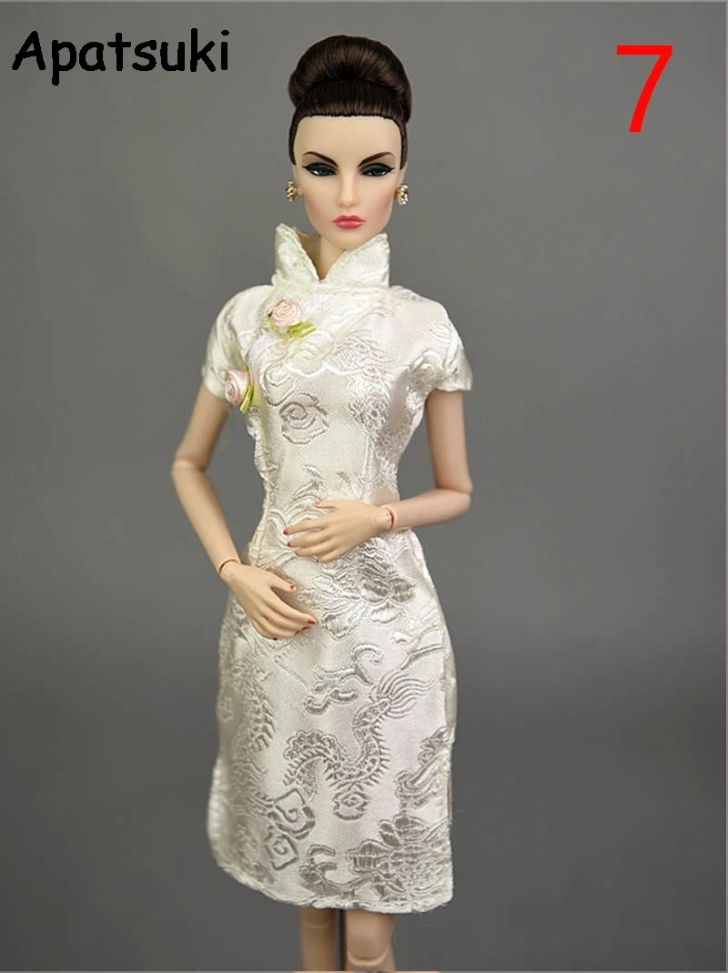 

Handmade Chinese Traditional Doll Clothes Dress Vestido Dresses For Barbie Cheongsam High Neck Qipao Unique Evening Dresses