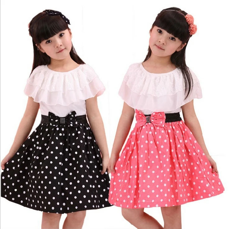 2018 летняя одежда для маленьких девочек с оборками детская в горошек платья