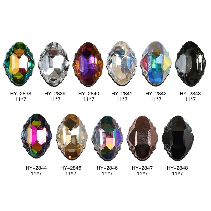 

20pcs Lace ellipse special-shaped sharp bottom K9 seven-color DIY nail sticker drilling jewelry accessories crystal glass turtle