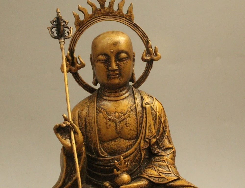 11 &quotКитайский китайский буддийский из бронзы тангшень Ksitigarbha Boddhisattva фигурка