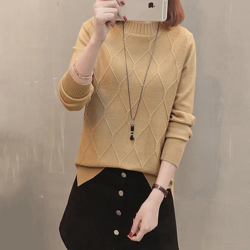 2018 Autumn Winter Lady Round Neck Sleeve Knit Sweater Female New Fashion Women pullover Korean Loose Knitted Tops XY282 | Женская