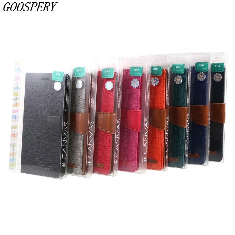 For Samsung Note 8 Case MERCURY GOOSPERY Canvas Diary Leather Card Slots Protection Cover for Galaxy SM-N950 | Мобильные телефоны и