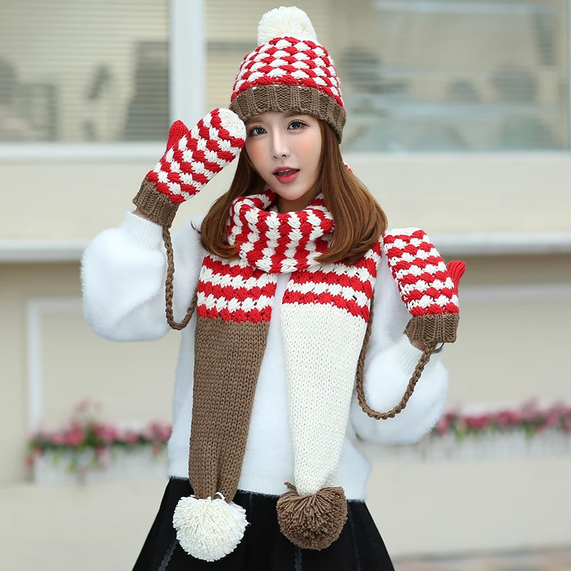 CIVICHIC милые комплекты теплой одежды женская вязаная шапка и шарф перчатки