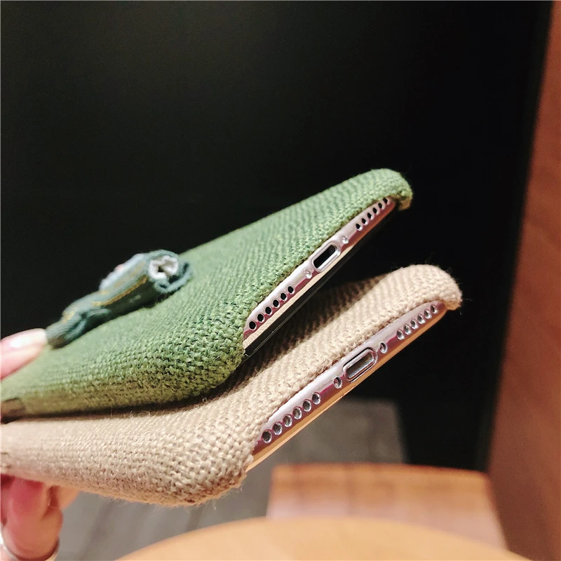 Soft Case For Iphone X Xs XR Max Anti-slip Cute Cactus fabric Canvas Plush Cover 6 6S 7 8 Plus Shell |