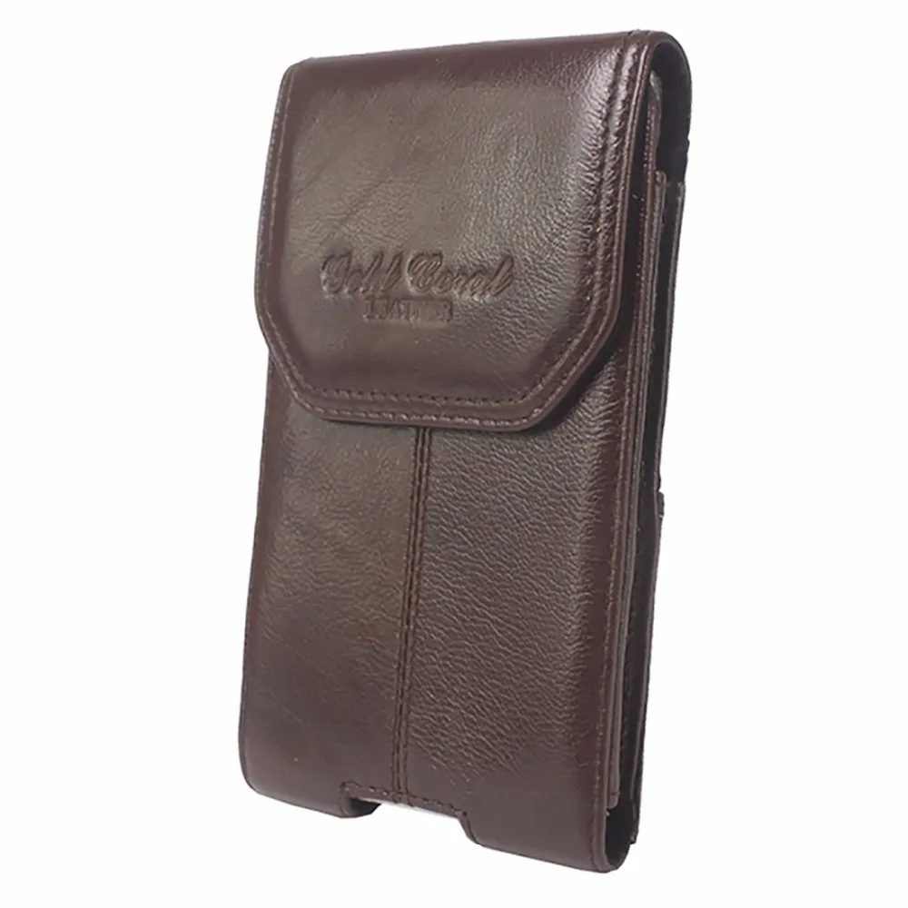 Поясная сумка из натуральной воловьей кожи с крючком женский чехол кожаный