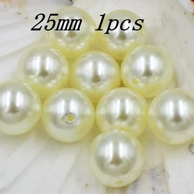 Ivory 25mm 1pcs 3/4/6/8/10/12/14/16/18/20 мм дешевый круглый искусственный жемчуг бусы ручной работы DIY браслет ювелирные изделия Аксессуары для изготовления - Цвет: Ivory 25mm 1pcs