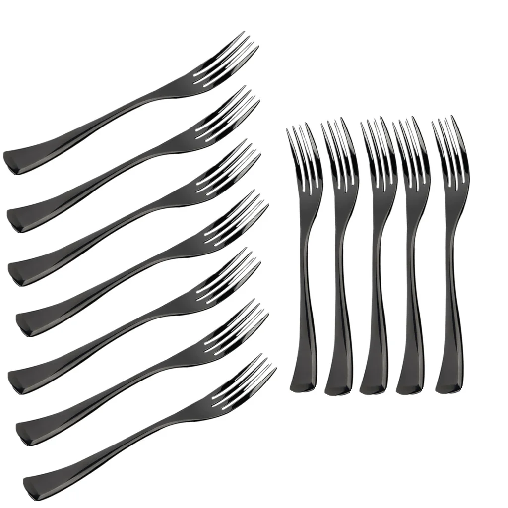 

12 Pieces Matte Black Stainless Steel Cutlery Dining Table Dinner Steak Fork