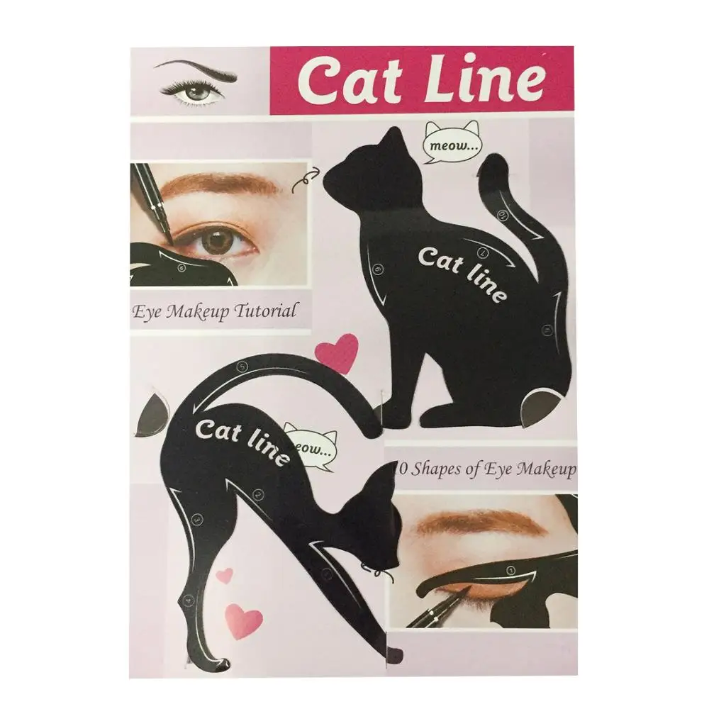 2Pcs Pro Eye Liner Makeup Cat Line Eyeliner Stencil Easy Wear Model Eyebrow Eyes Template Shaper Tool Hot | Красота и здоровье