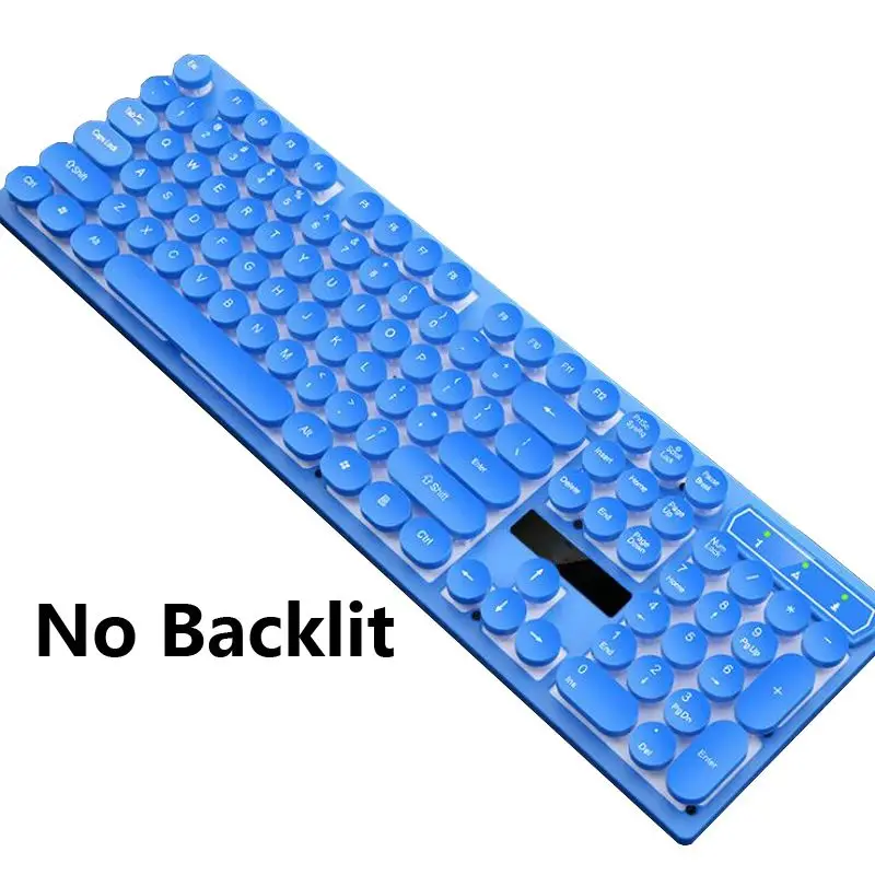 Blue No Backlit Ретро стимпанк игровая клавиатура для настольного компьютера ПК Mac компьютера USB Проводная эргономичная клавиатура светодиодный круглый колпачок с подсветкой - Цвет: Blue No Backlit