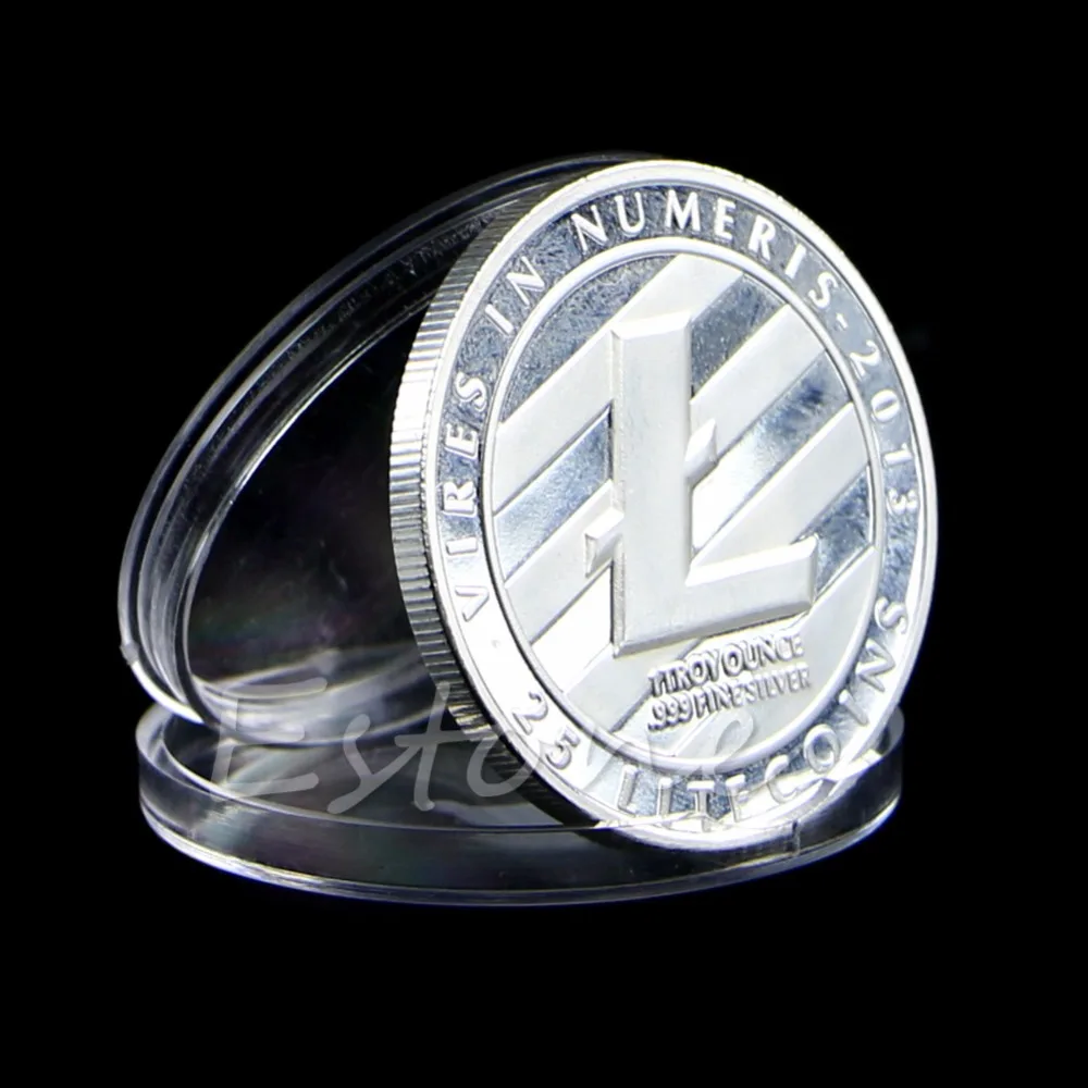 Коллекционная монета 1 унция Посеребренная медальон 25 LTC Litecoin Vires с цифрами