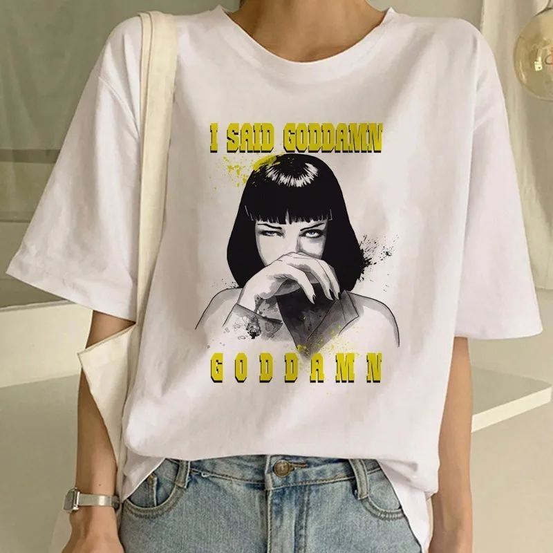 Женская футболка с забавным принтом из фильма Pulp fiction, Миа Харадзюку, Ulzzang, летняя футболка, модная Дева Мэри Миа, футболка, женские футболки - Color: 565