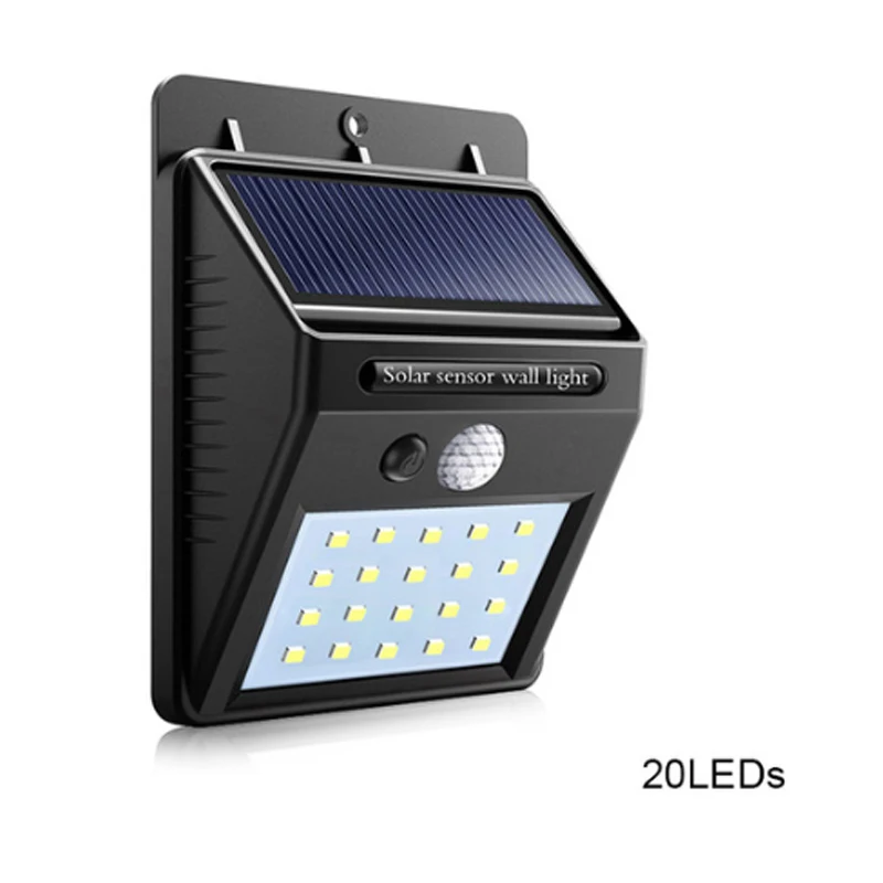 20 leds Солнечная перезаряжаемая солнечная батарея лампочка наружная садовая лампа украшение PIR датчик движения ночник безопасности светильник настенный водонепроницаемый - Испускаемый цвет: 20 leds