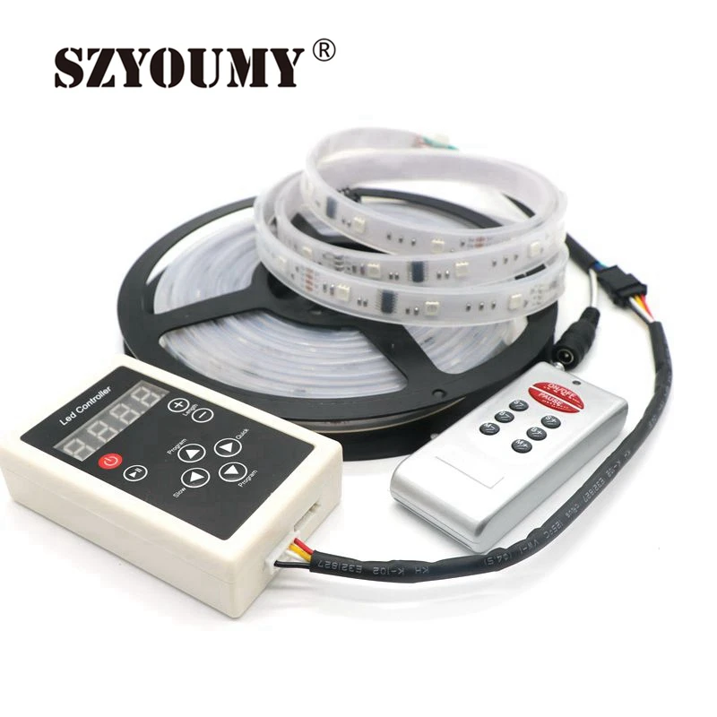 

SZYSOUMY SMD 5050 Led strip 5m 12V IP67 Tube Waterproof 6803 IC Magic Dream Color LED Flexible RGB Strips 30LED/m Chasing Lights