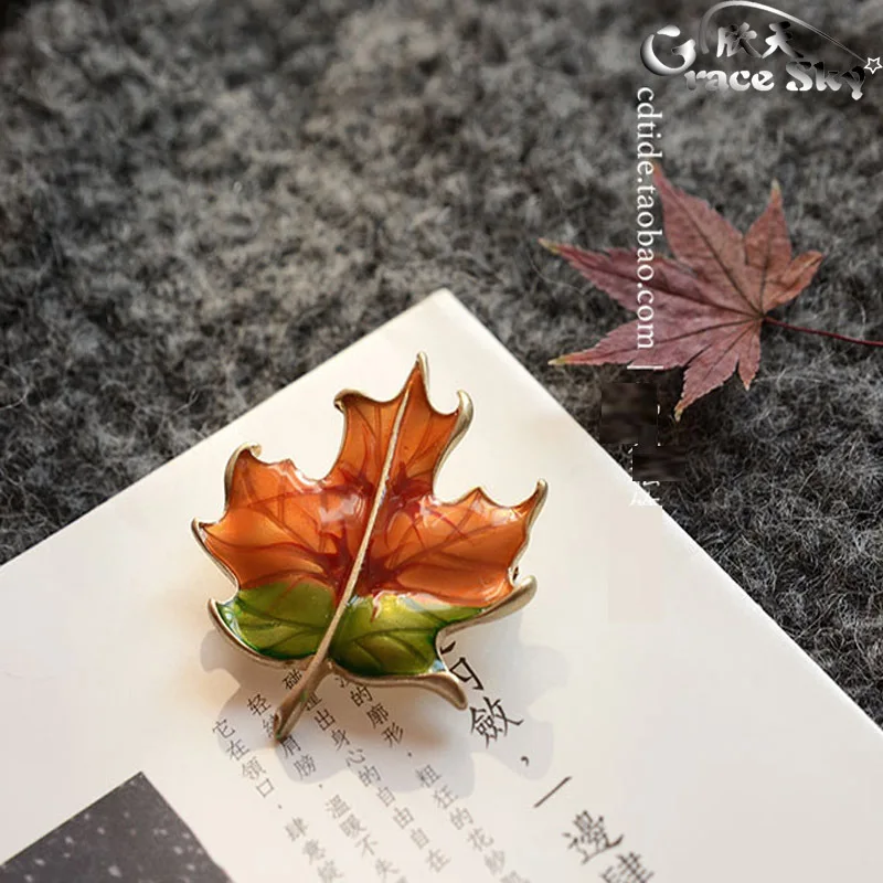 2018 Fashion Jewelry Enamel Pin Metal Mapel Leaf Brooch Hijab Broches Vintage Safety Wedding Brooches For Women | Украшения и