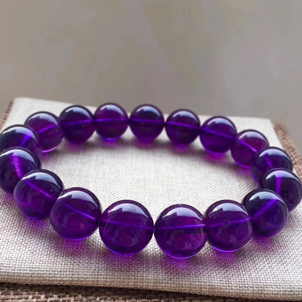 Натуральный фиолетовый аметистовый кварц бриллианты браслет Женский камень 10 мм