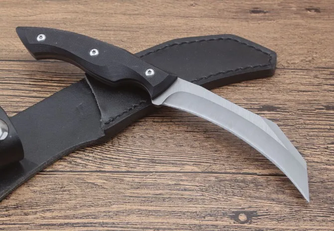 Серповидный нож D2 60 HRC karambit охотничий для кемпинга выживания с фиксированным