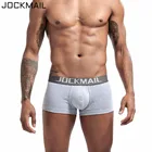 Трусы-боксеры JOCKMAIL мужские, брендовые дышащие хлопковые пикантные трусы с U-образным выпуклым мешочком, однотонное нижнее белье, шорты