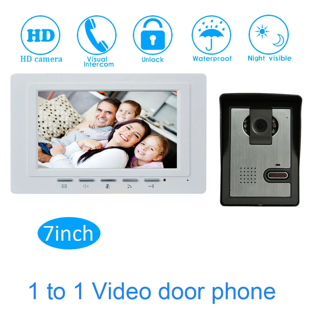 New 7Inch LCD monitor Color display wired Video doorphone Smart home Doorbell Security Camera building  intercom
