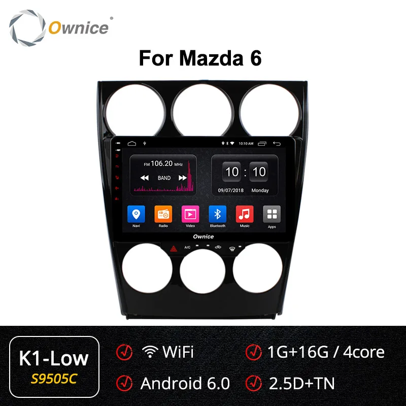 Owice Android 9,0 автомобильный dvd-плеер для Mazda 6 Ruiyi 2006 2007 2008 2009 2010- k3 k5 k6 gps Navi 360 Panorama 4G LTE оптический - Цвет: S9505 K1-Low