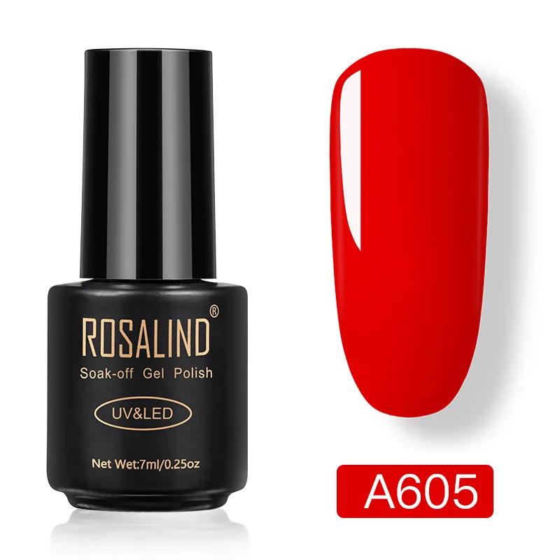 A605 ROSALIND, УФ неоновый Гель-лак для ногтей, набор для маникюра, 7 мл, гибридный лак для ногтей, полуперманентный гель лак, замачиваемый Праймер, базовое верхнее покрытие - Цвет: A605
