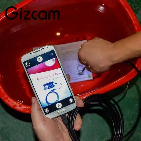 Gizcam mini 7 мм 1 м эндоскоп IP67 Водонепроницаемый бороскоп инспекции труб