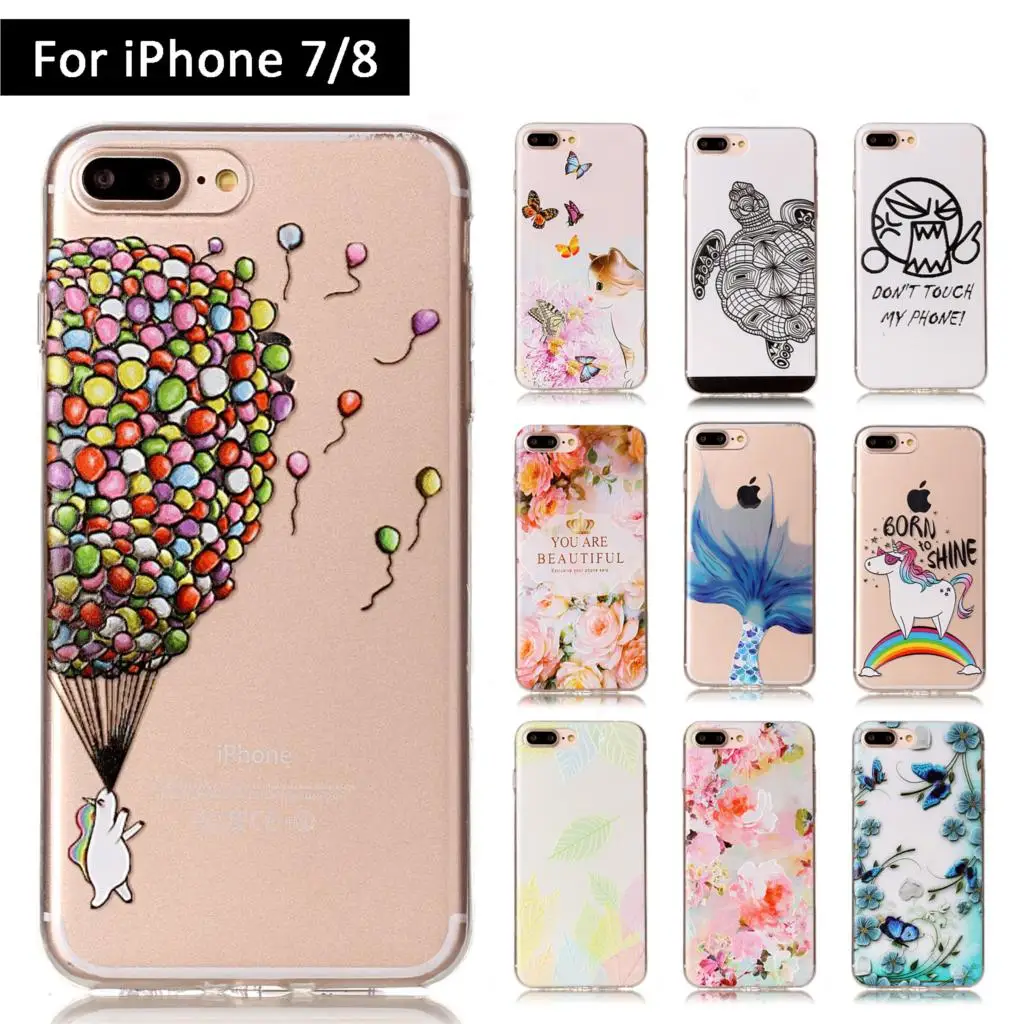 Newest Painting Case For Apple iPhone 7/8 3D Relief Soft Silicone TPU Back Cover Shells for iPhone7 iPhone8 Protective Cases bag |