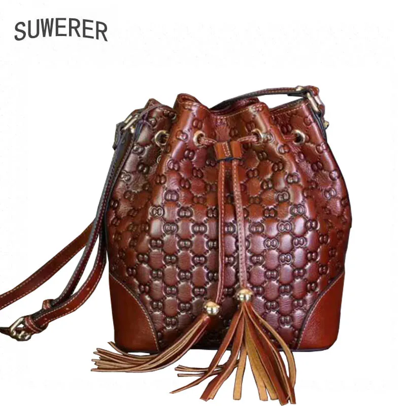Сумка ведро с кисточками из натуральной кожи 2019|bucket bag|designer women bagwomen bag |