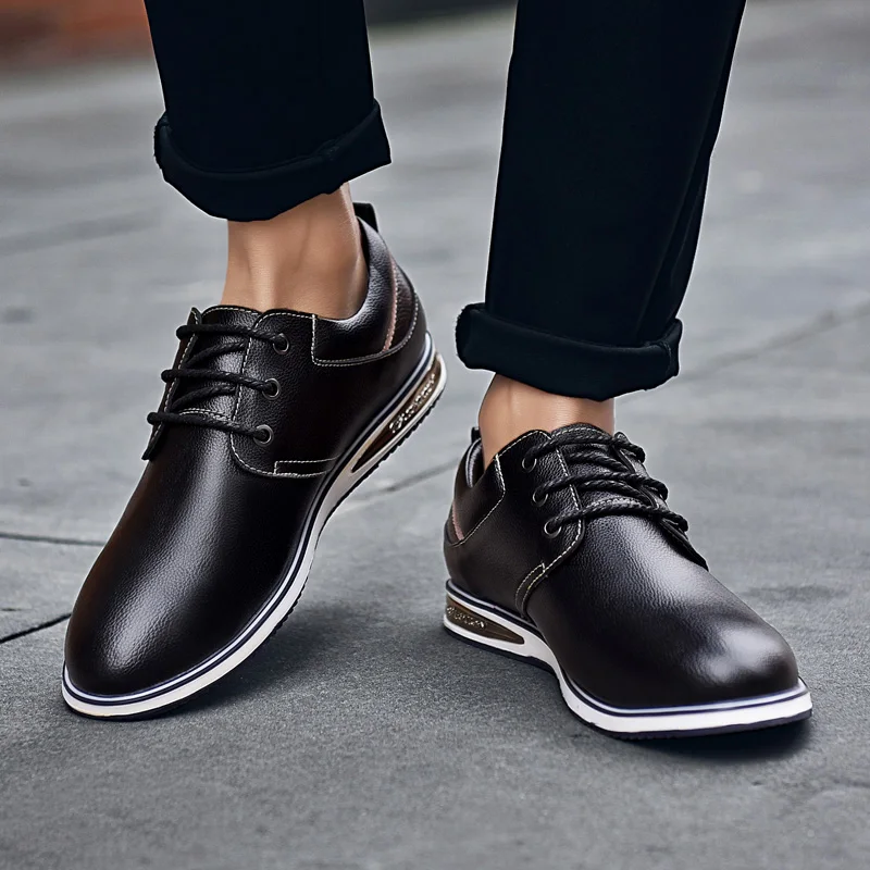2018 Four Seasons Trend Youth Men Casual Shoes Genuine Leather Soft Comfortable Lace Up Loafers Low Style Male Sneakers Boot | Обувь