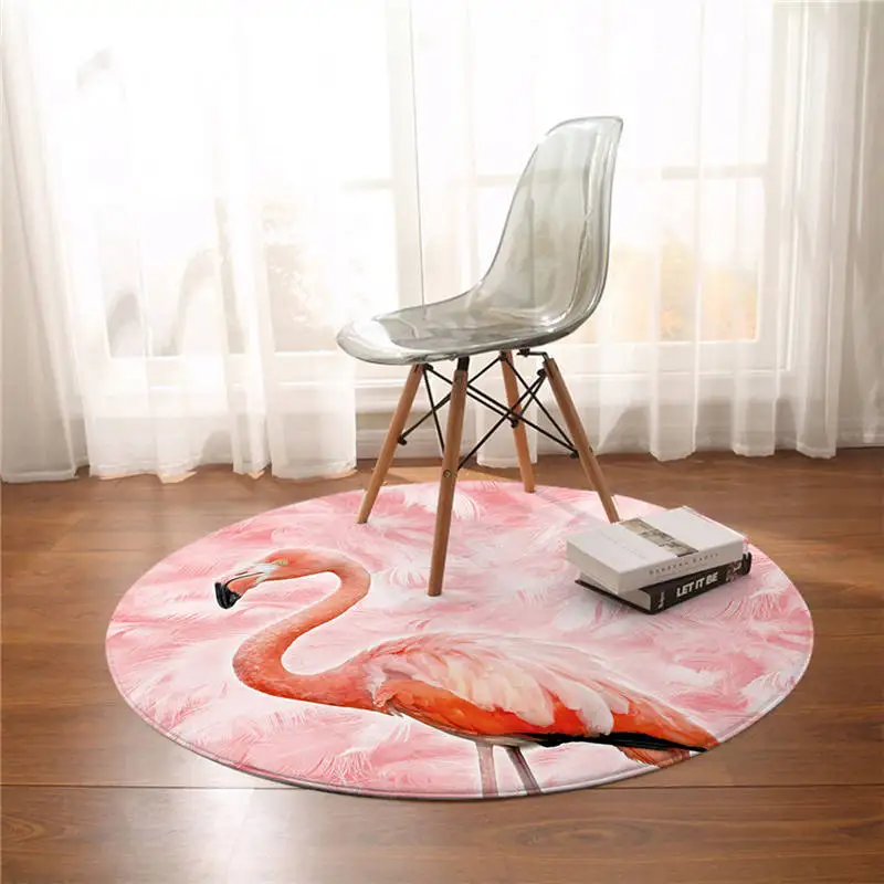 One Flamingo Постельные принадлежности Фламинго Круглый Ковер 3D животные птицы области Коврики для спальни розовый мех нескользящий пол коврик тропический для девочки игровой коврик - Цвет: One Flamingo