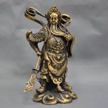 8 ''Китай Dragon Sword Гуань Гун Юй Воин Бронзовая Статуя|sword frog|statues