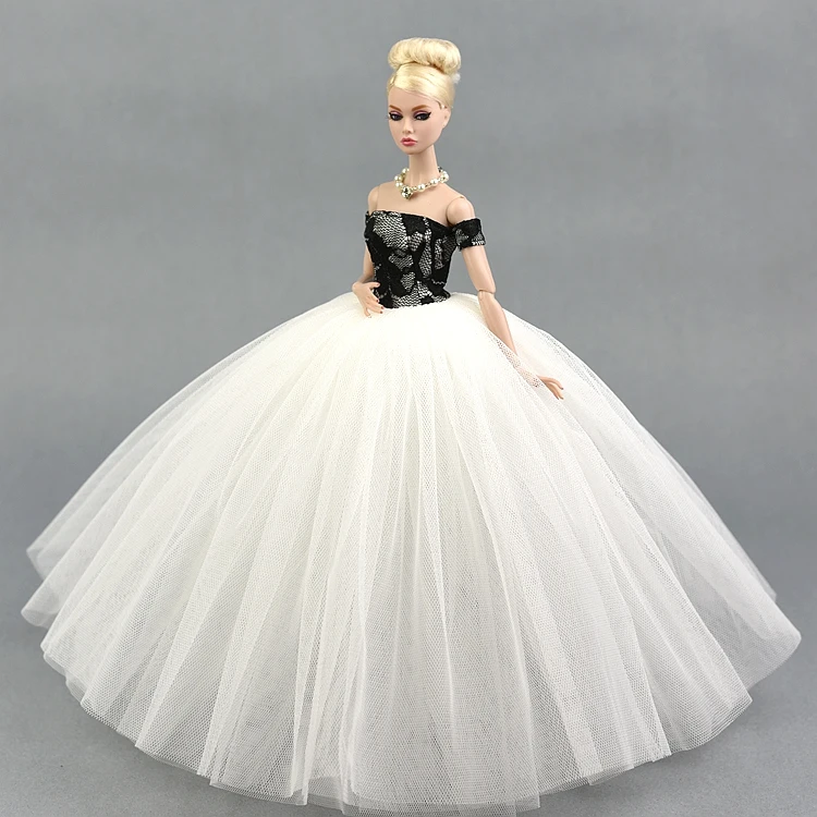 

Dress + Veil / Gorgeous White & Black Party Dress Evening Gown Clothing Outfit For 1/6 BJD Xinyi Kurhn Barbie FR Doll Xmas