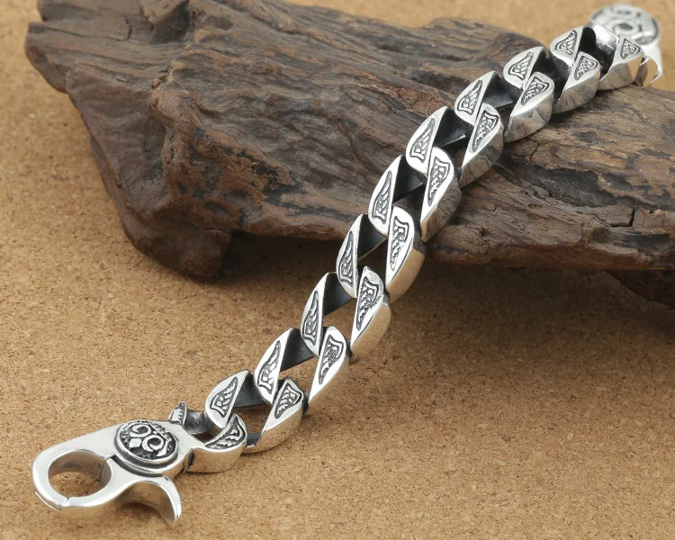 Мужские ювелирные изделия ручной работы 100% Стерлинговое Серебро 925 пробы браслет