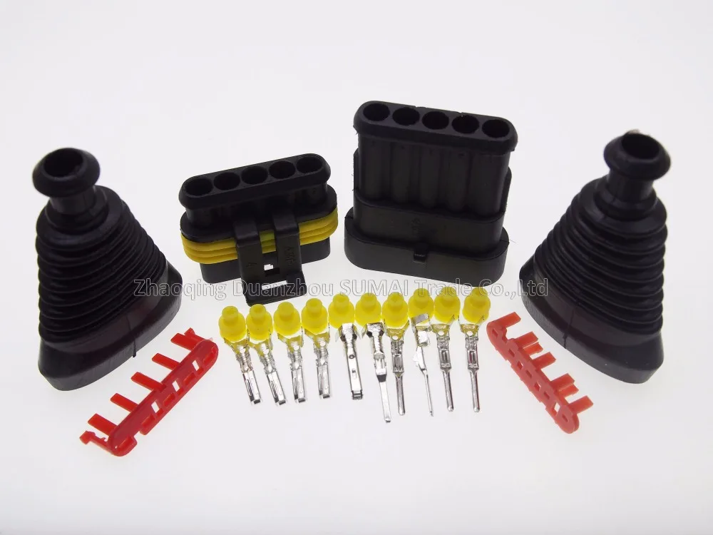 2 sets 5 Pin AMP Auto HID Connectors+sheath(2 pcs) for HEV/EV Start/Stop/Inverter Systems etc. | Обустройство дома