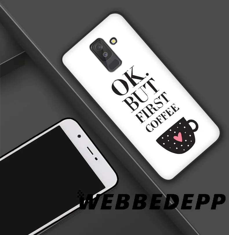 WEBBEDEPP Ok But First Coffee Soft TPU Silicone Case for Samsung Galaxy S10 S10e S9 S8 Plus S7 S6 Edge &amp J6 Phone |